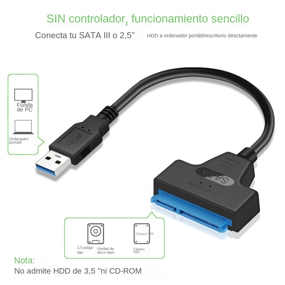 Cable USB 3.0 SATA 3, adaptado - Ssd Hard Drive reseña y precio