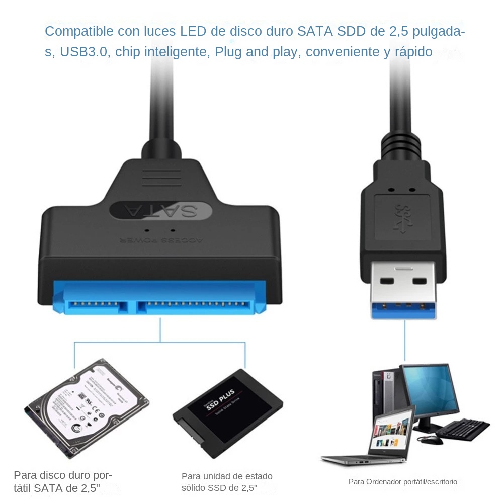 Cable USB 3.0 SATA 3, adaptado - Ssd Hard Drive reseña y precio